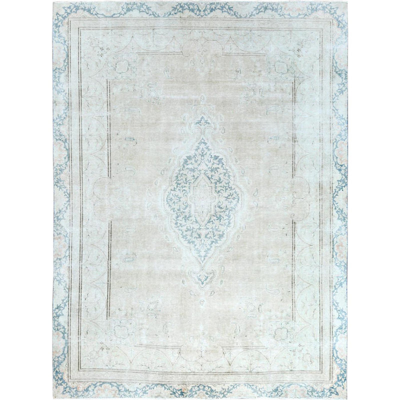 Tapis ivoire noué à la main 8 pi 3 po x 11 pi 1 po Katricia