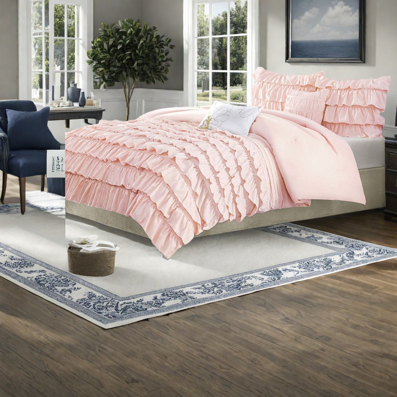 Ensembles de literie en microfibre douce, style grand lit à volants pour maison moderne