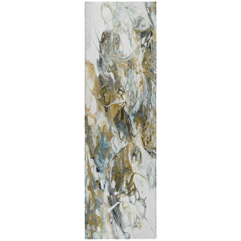 Premium Machine Washable Dream Shag ADS56 Abstract Rug, 2'3" x 7'6" Runner