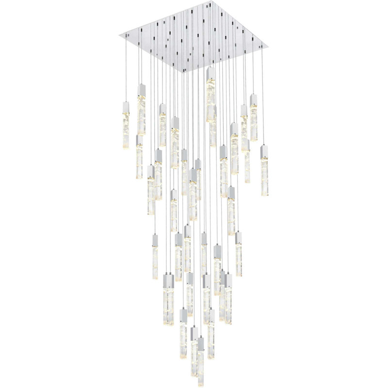  Lustre Aurora, H 19 po x l 42 po x P 42 po, Chrome et transparent, 36