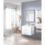 Le meuble-lavabo mural à grain de bois avec tiroirs doubles, lavabo en céramique à système de fermeture en douceur, crée un espace de salle de bain moderne et minimaliste, pour la salle de bain-125514738-125514740