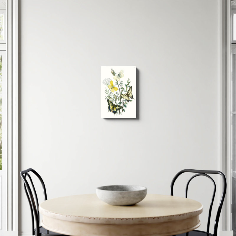 «British Butterflies II», peinture sur toile, H 18 po x l 12 po