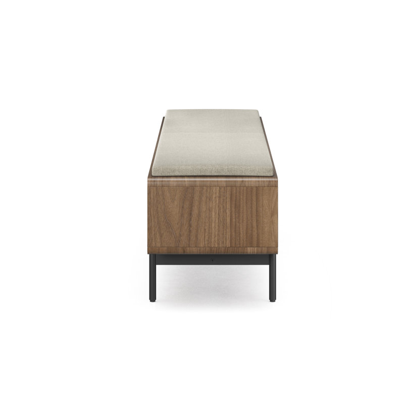 LINQ Upholstered Storage Bench, Natural Walnut/Almond