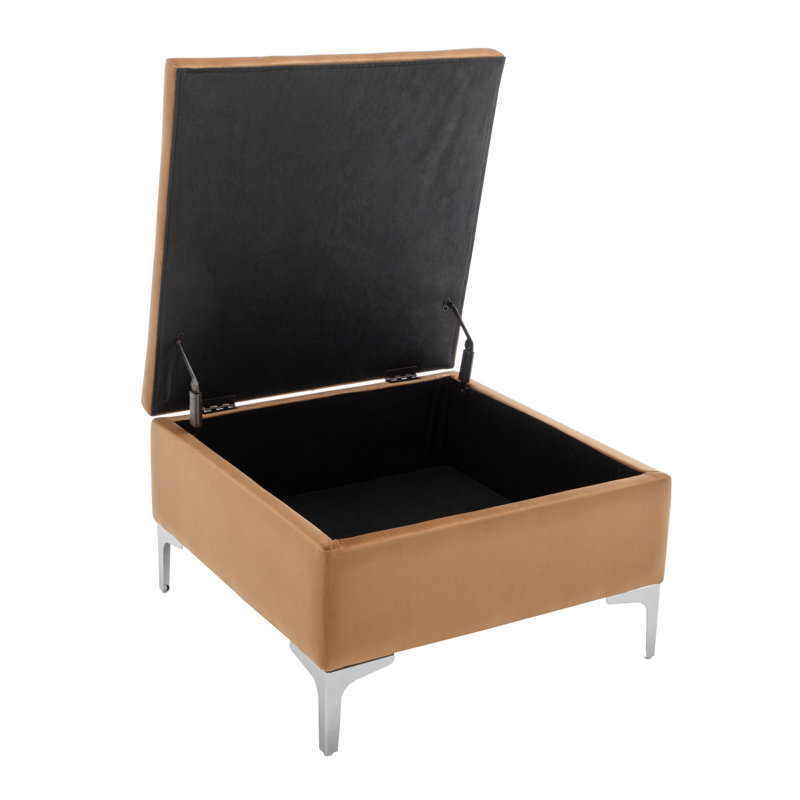 Manius Velvet Tufted Storage Ottoman, Champagne Gold