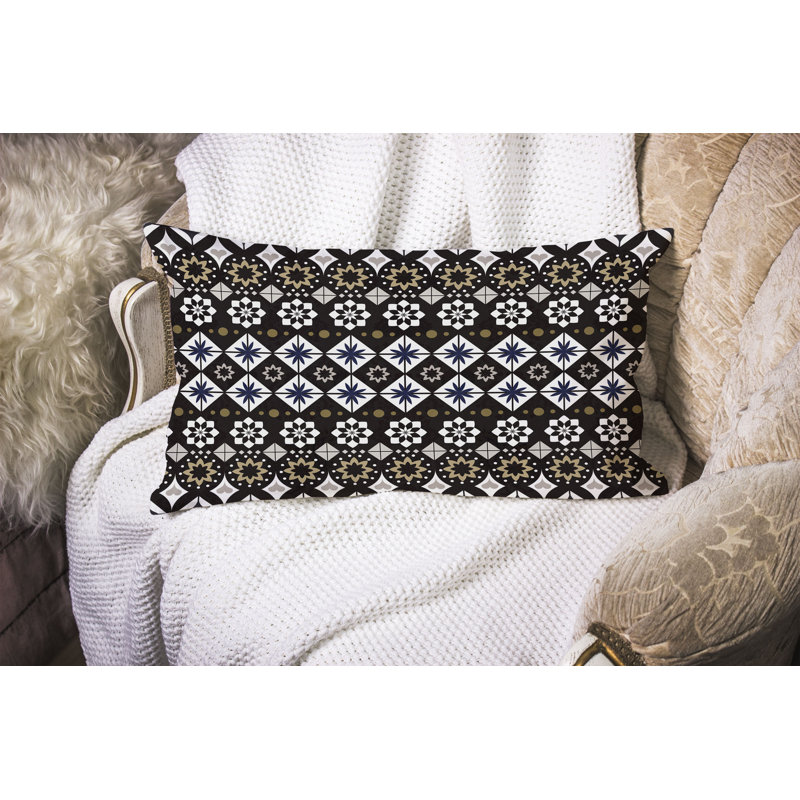 Shape Synergy  Rectangular Throw Pillow, Blue/Black