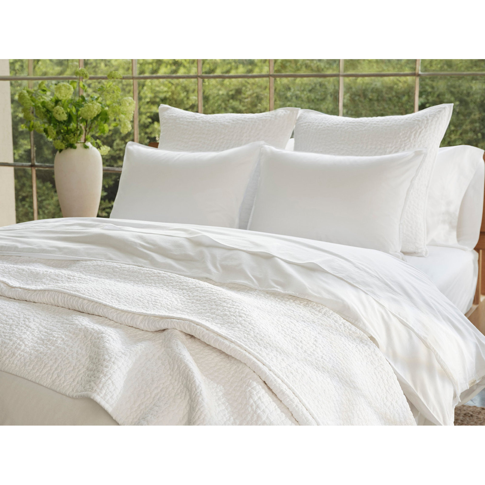 Crinkled 100% Cotton Percale Pillowcase - Set of 2, King Pillowcase, Alpine White