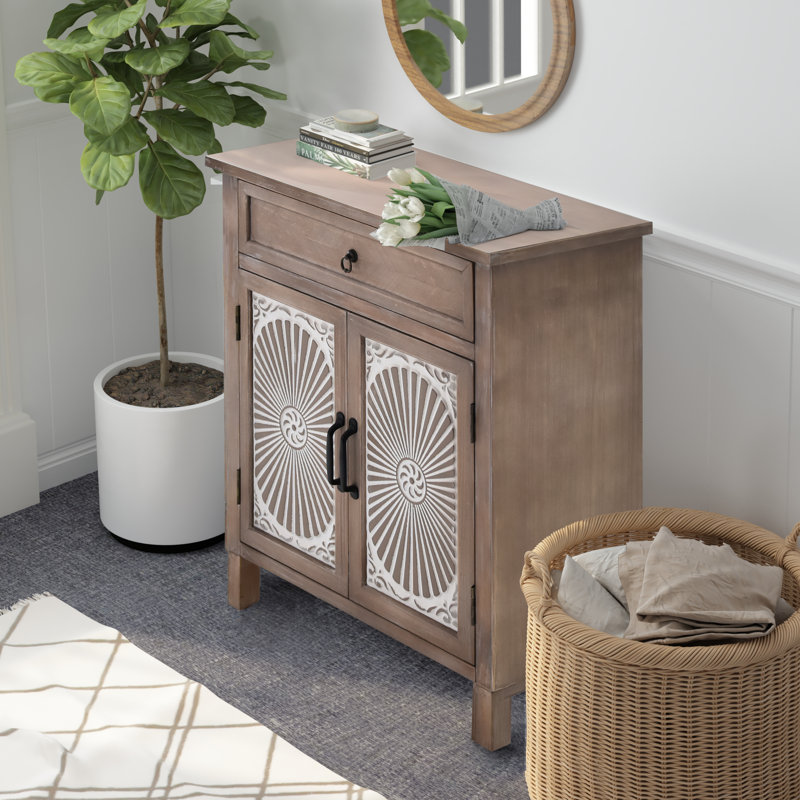 Armoire d'appoint à 2 portes avec tiroir Farmhouse, Naturel