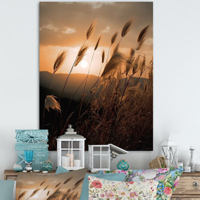 Reproduction d'art sur toile Beachgrass In Motion At Sunset - Plants