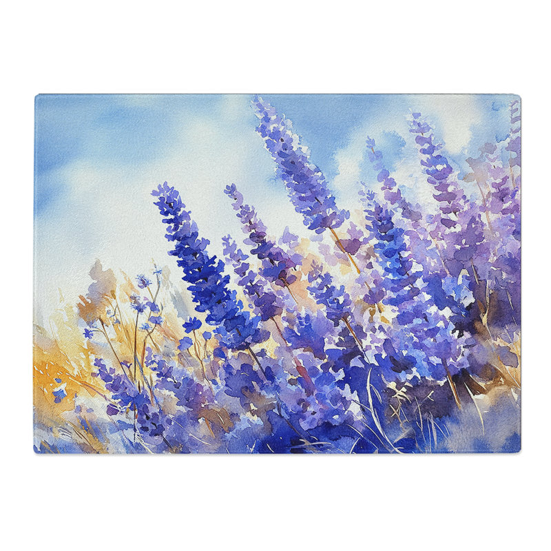 Lavender Flower Styled  Glass Chopping Board