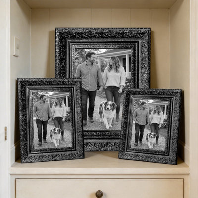 Cadre photo mural noir 3 pièces 5 "x 7" avec cadre PS noir