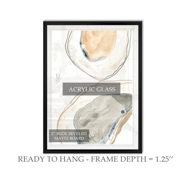 " Ocean Oysters I ", 22.5" H x 30.5" W , Framed Print, Black