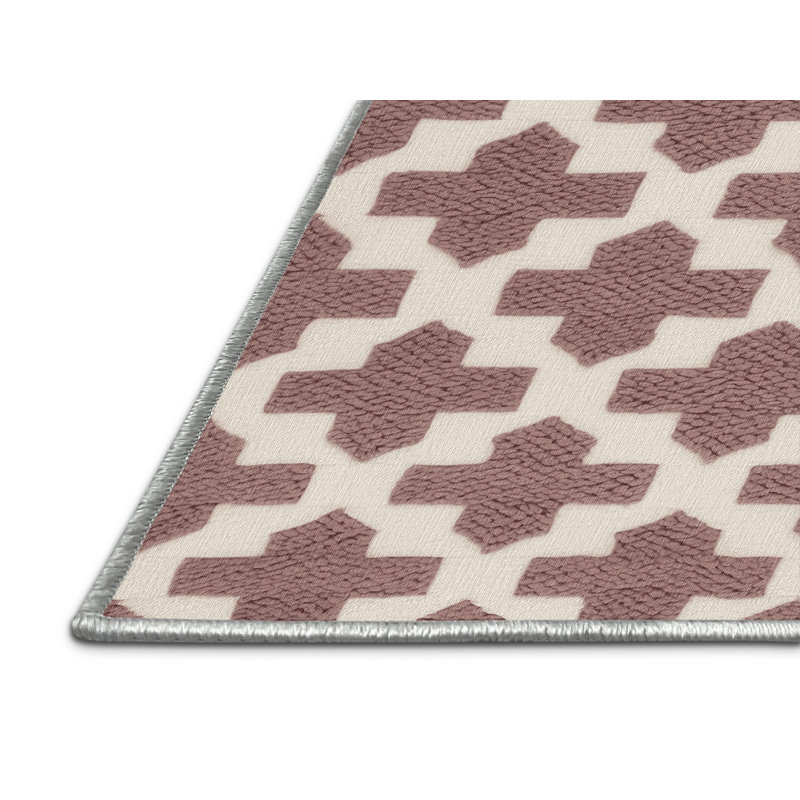 Tapis botanique brun lavable à la machine, Carré 5 pi