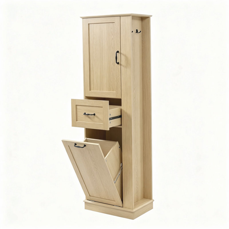 Armoire de rangement avec compartiment basculant, tablettes réglables, charnières à fermeture en douceur