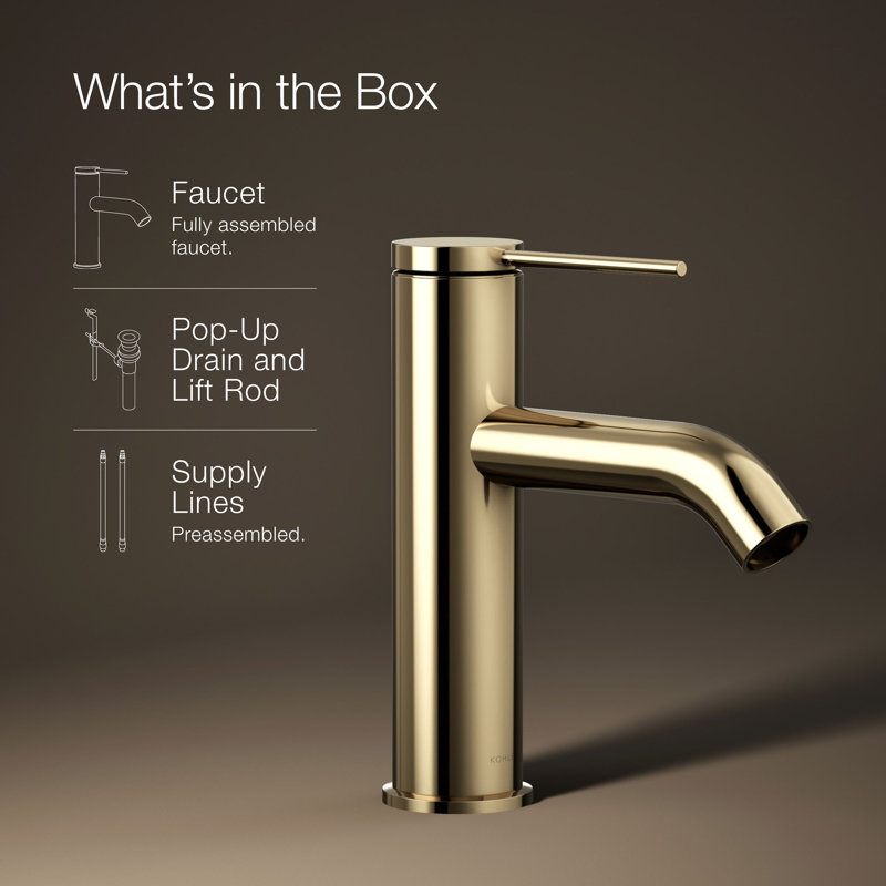 Components Single-Handle Bathroom Sink Faucet, Gold