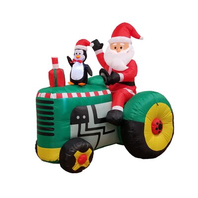 5.3 Foot Tall Lighted Christmas Inflatable Santa Claus Drive Tractor with Penguin Indoor / Outdoor Holiday Blow Up Yard Garden Decoration -  The Holiday AisleÂ®, 2E8C3BC732CC4AB08926E3997E2E1A1F