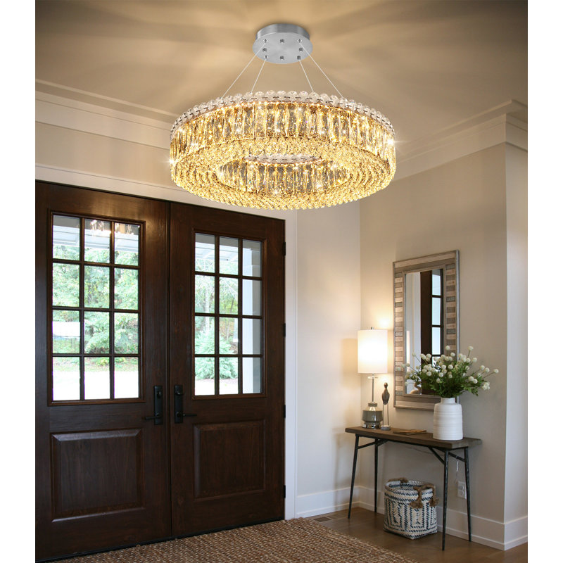 Modern Dimmable Led Crystal Chandelier, Silver