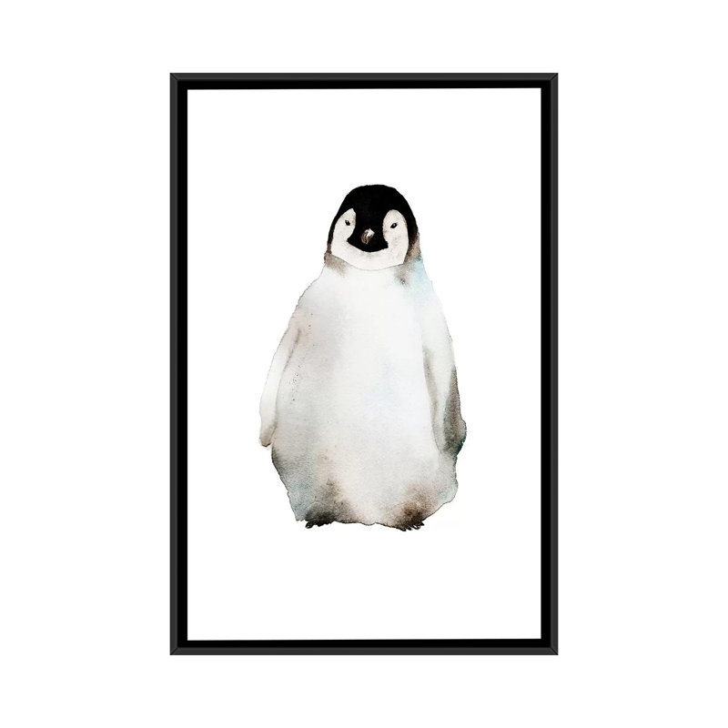 Art pingouin, H 26 po x l 18 po x P 1,5 po, Toile avec cadre noir