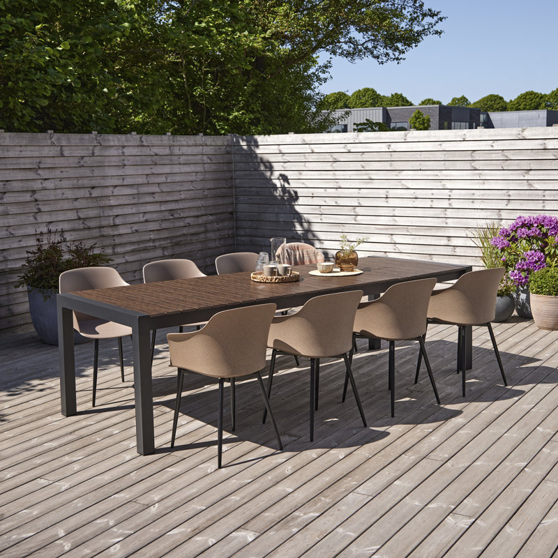 8 - Person Patio Dining Set Extendable Rectangular Table, Brown
