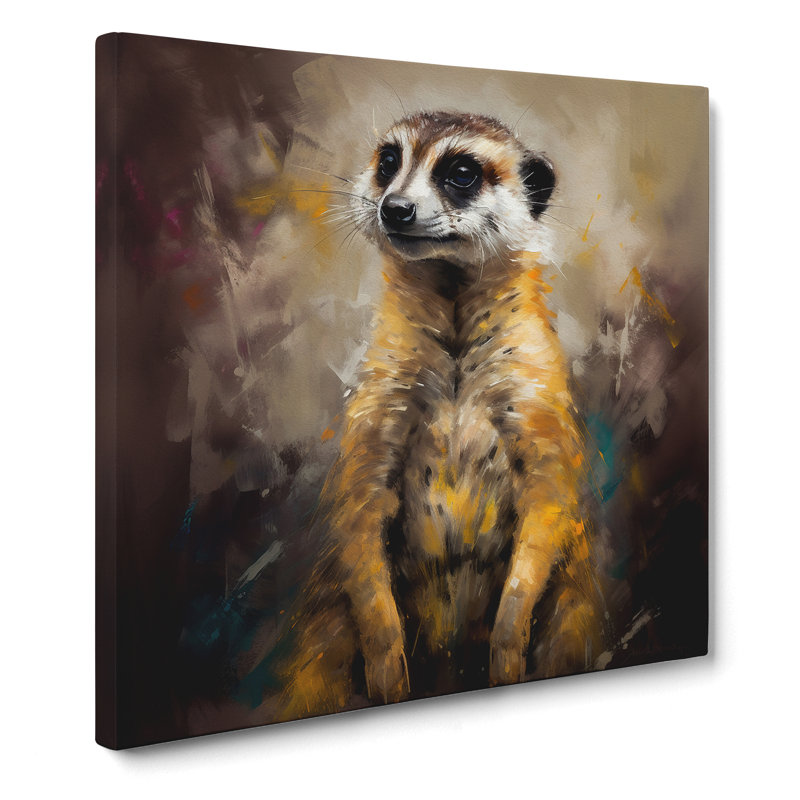 Meerkat Gestural Art No.2 - Wrapped Canvas, 35cm H x 35cm W