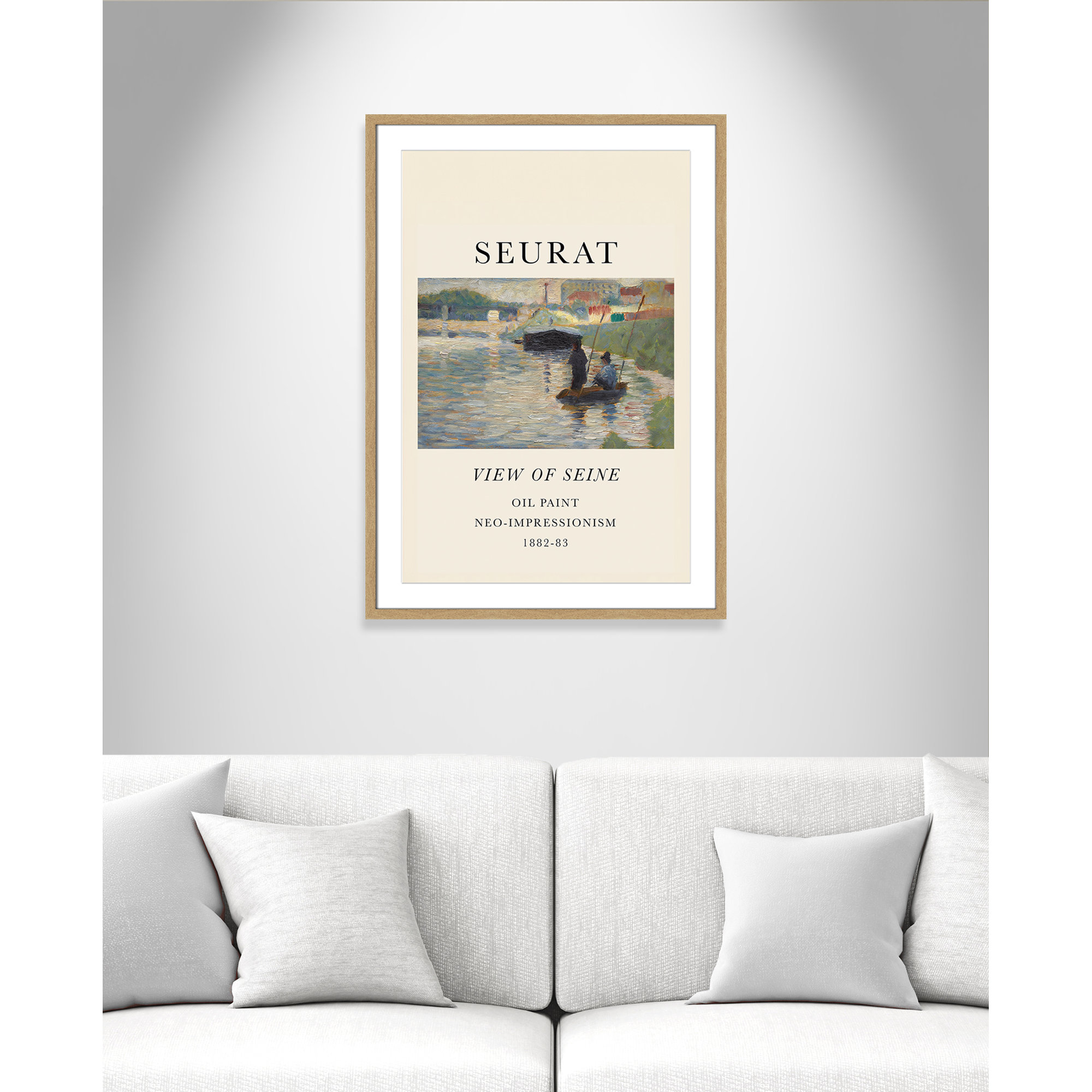 View Of Seine by Georges Seurat, Natural Single Picture Frame, 35.5" H x 25.5" W x 1.25" D, Yes
