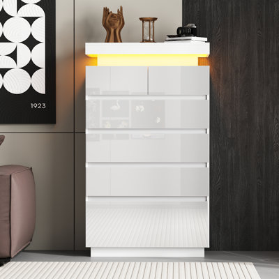 Lumina Tall Dresser with Led Light, Modern Chest of Drawers 6 Drawer Dresser for Bedroom,closet Dressers with Drawers for Living Room