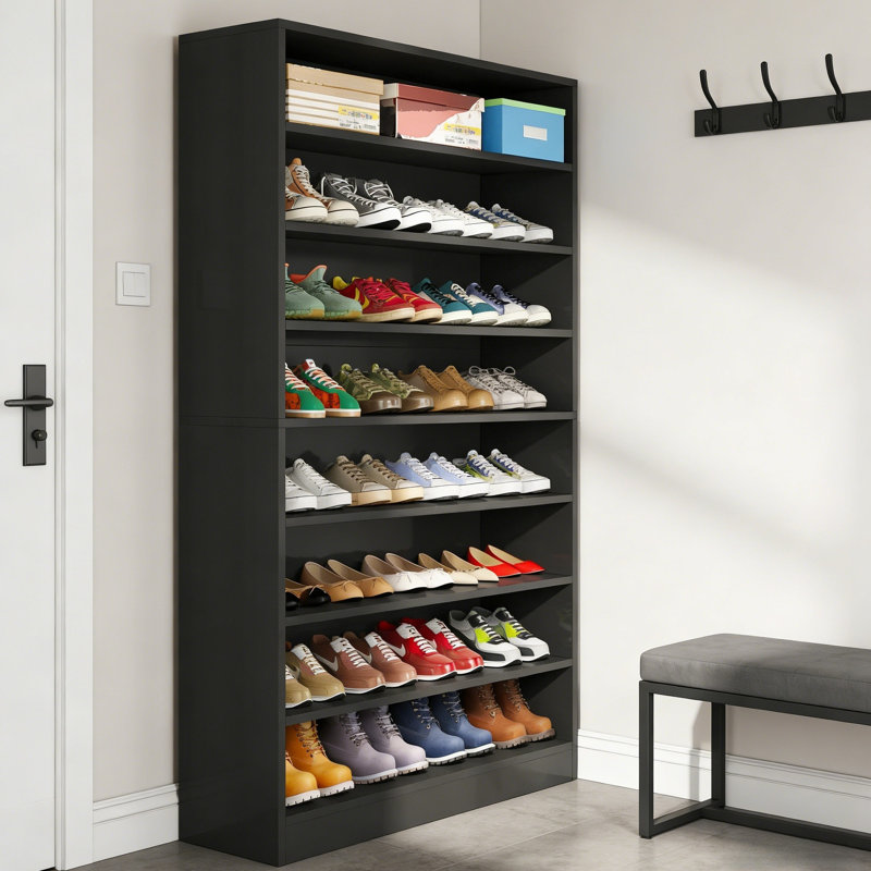 9-Tier Shoe Cabinet – Heavy-Duty Wooden Freestanding Shoe Rack For Up To 45 Pairs Of Shoes, Black