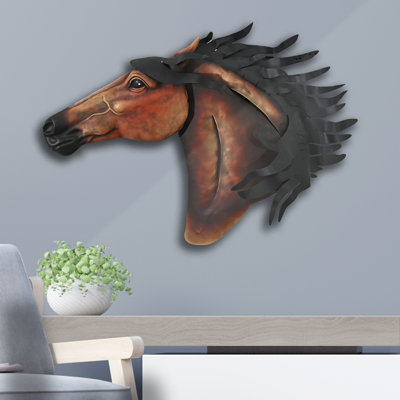 Simple cheval en acier perforé et coloré 3D.
