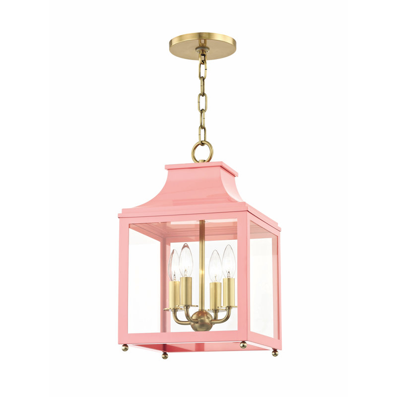 Leigh 4-Light Foyer Pendant, 18.63" H x 11.5" W x 11.5" D, Aged Brass, Navy