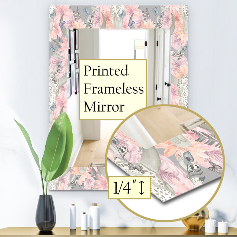 Miroir mural 25 fleurs, H 24 po x l 32 po
