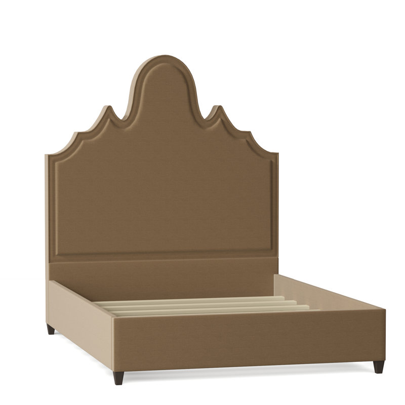 Amalie Upholstered Bed, Queen, Bella Black Performance Velvet, Brown Mahogany