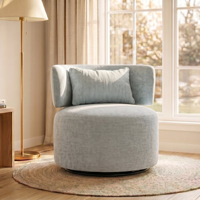 Narissa Swivel Accent Chair with Throw Pillow