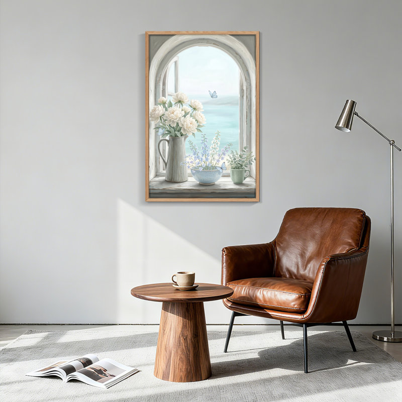 Ensemble de 1 tableau sur toile « Jardin près de la fenêtre », H 48 po x l 36 po, Naturel