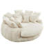 Causeuse ronde surdimensionnée, causeuse 65 po x 71 po, tissu chenille beige, fauteuil de détente pour le salon