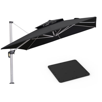 Hokku Designs 12 Feet Square Double Top Deluxe Patio Umbrella With Steel Plate Base,Black