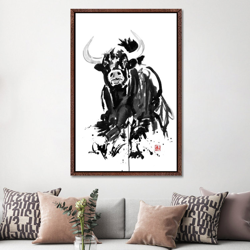Buffalo by Péchane - Print on Canvas, Classic Brown Wood Framed, 152.5 cm H x 101.5 cm W