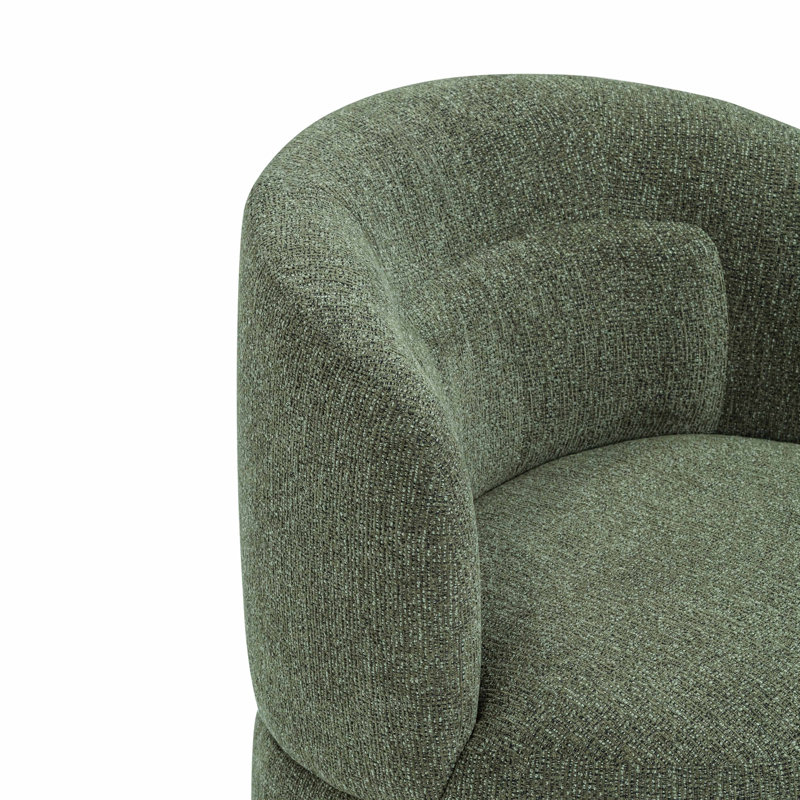 Massa Textured Beige Swivel Accent Chair, Mélange de polyester vert / coton