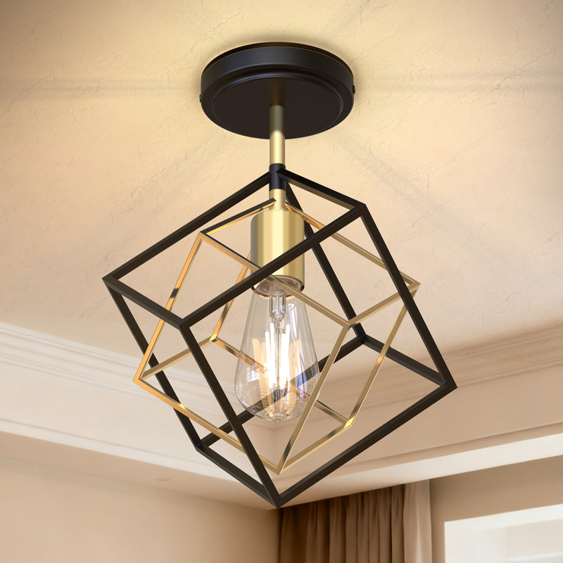 9'' (H) Geometric Semi Flush Mount Ceiling Lighting Square Pendant Light