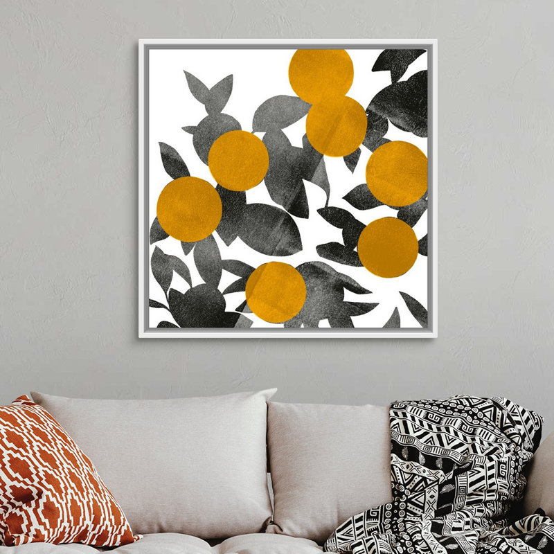Art mural sur toile Shadow Branch II, Toile avec cadre blanc, H 38 po x l 38 po