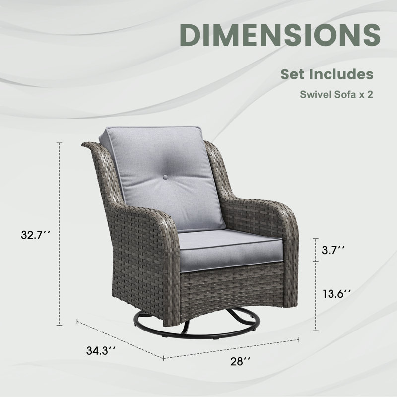 Swivel Patio Club Chair with Cushions , Gray