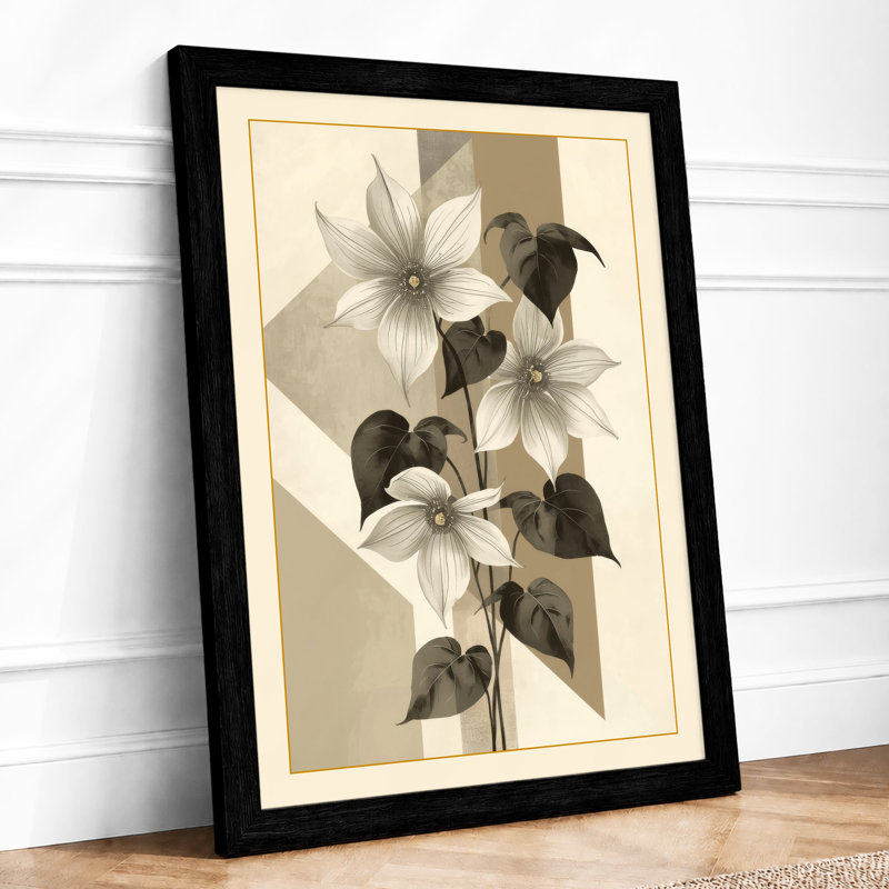 Flowering Plant Study Botanical - Framed Print, A2 - 59.4 x 42.0 cm, Black