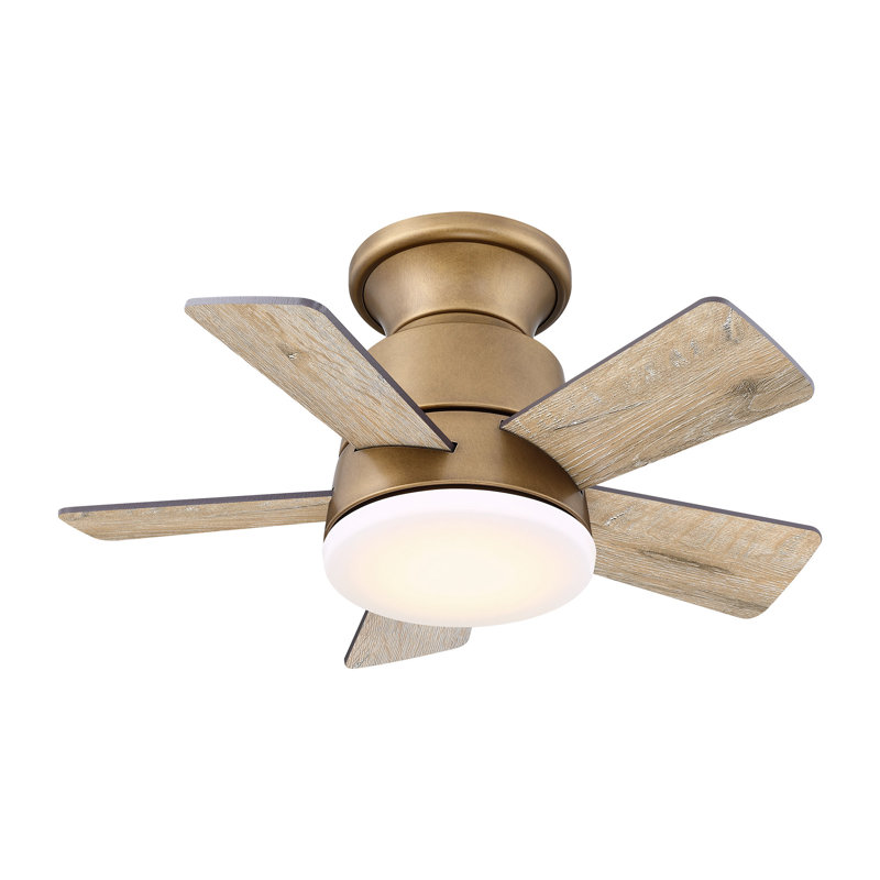 Ventilateur de plafond 24 po avec lumières DEL Tavontae, Chêne / naturel