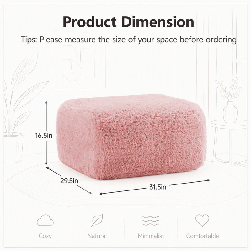 Canapé d'angle modulaire Aviana Ottoman en tissu peluche rose - Confortable, polyvalent et sans assemblage requis, Rose
