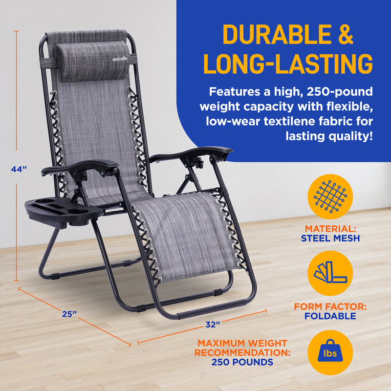 Folding Beach Chair, Gray
