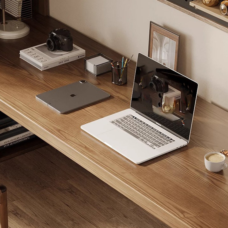 Burlywood Rectangular Solid Wood desks, Right Hand Return, 29.53" H x 94.49" W x 23.62" D