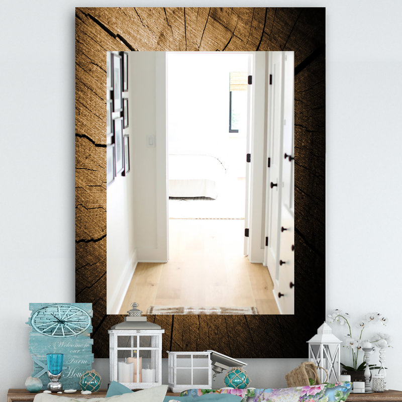 Miroir de salle de bain/meuble-lavabo en bois curve, H 39,4 po x l 29,5 po