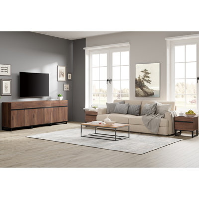 Denton Modern Living Room Table Sets Of 3, TV Stand And 2 End Table With Drawers For Living Room, Entertainment Center With Storage Cabinet And Side Sofa Table Set
