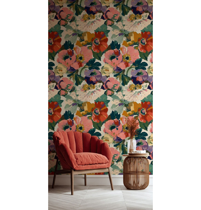 Papier peint floral rétro
