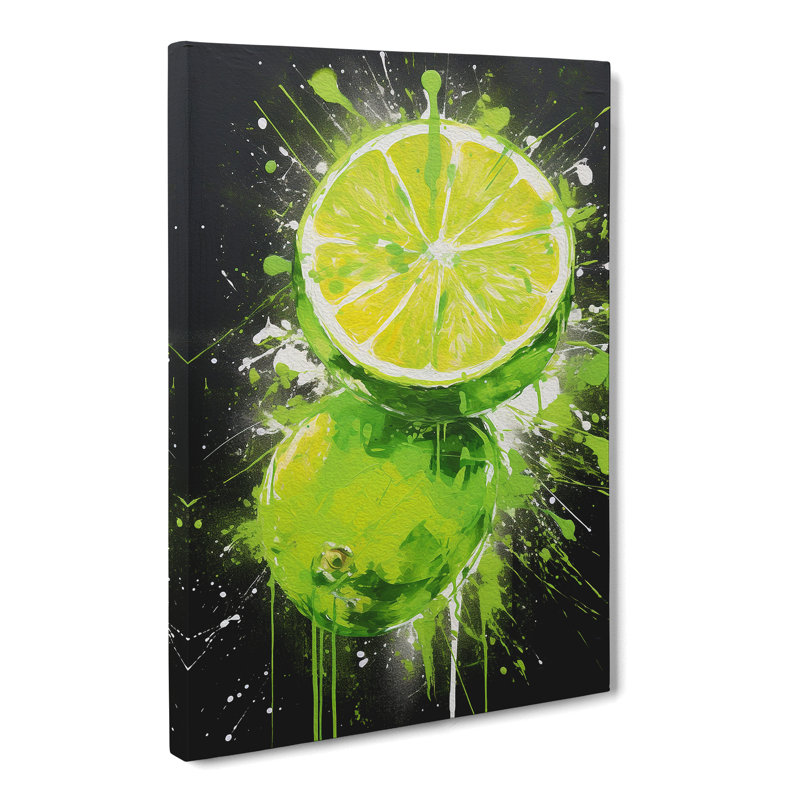 Lime Fruit Gestural - Wrapped Canvas, 50cm H x 35cm W x 3cm D