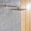 Pomme de douche Designer en laiton à finition dorée de 12 pouces par BathSelect - montage au plafond, expérience de pluie, fabrication en laiton durable