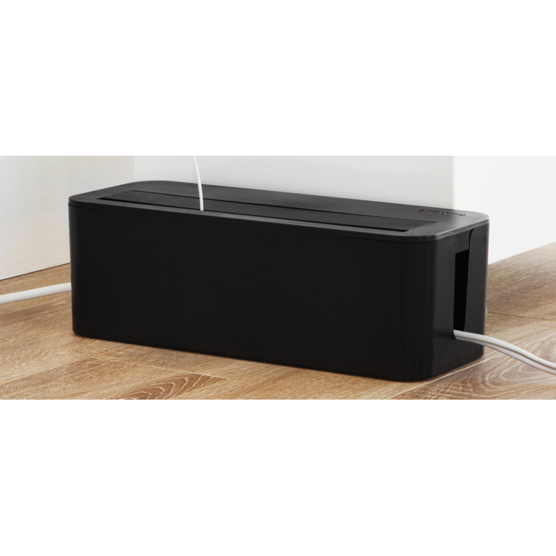Black Plastic Under-Desk Cable Organizer Box